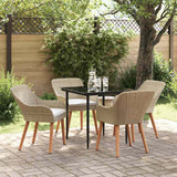 Garden Dining Set with Cushion 5 pcs Beige Poly Rattan - Top-Down View