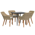 Garden Dining Set 5 pcs Beige Poly Rattan