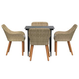 Garden Dining Set with Cushion 5 pcs Beige Poly Rattan - Close-Up Angle