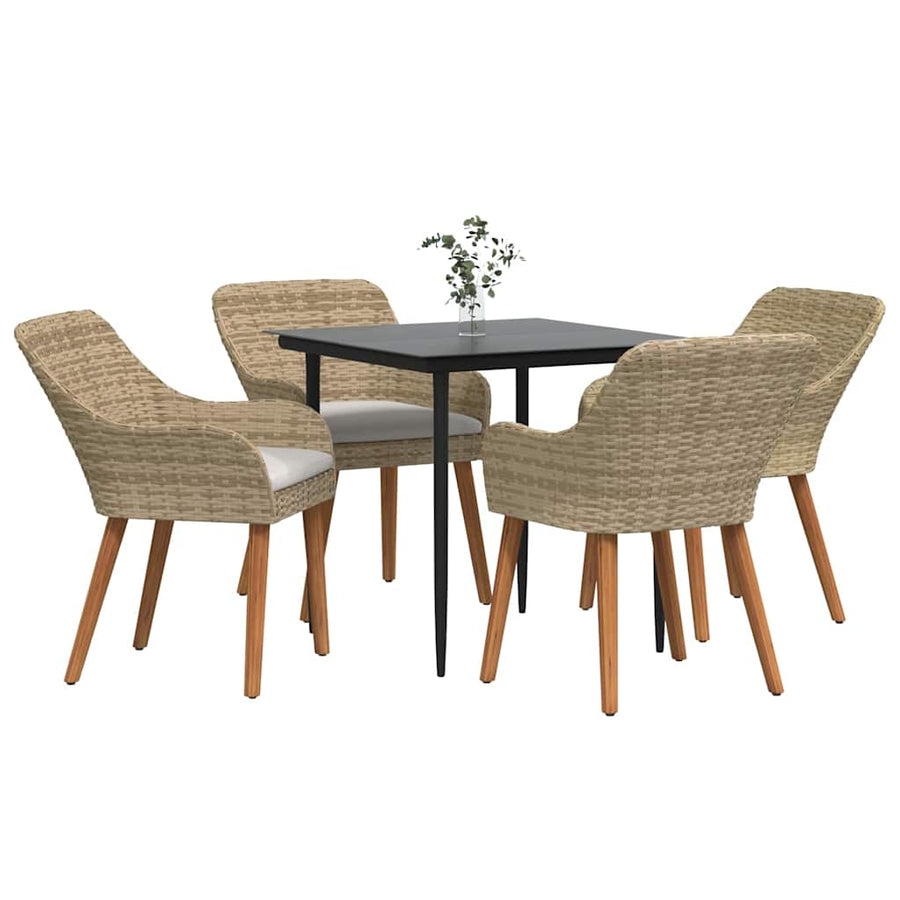Garden Dining Set 5 pcs Beige Poly Rattan