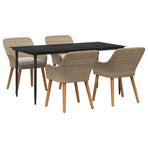 Garden Dining Set 5 pcs Beige Poly Rattan
