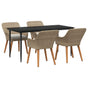 Garden Dining Set 5 pcs Beige Poly Rattan