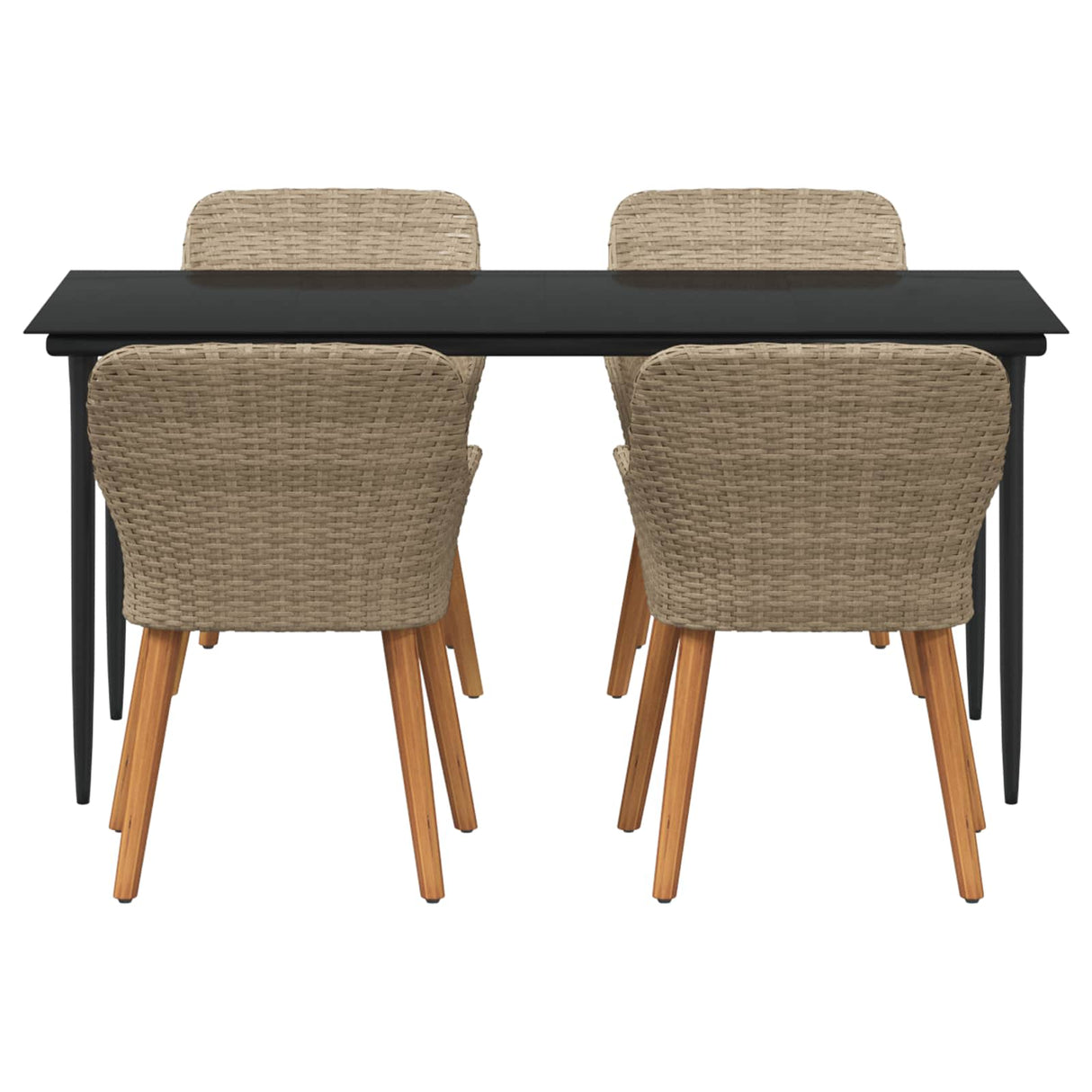 Garden Dining Set with Cushion 5 pcs Beige Poly Rattan