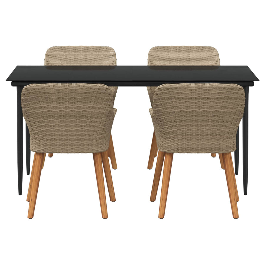 Garden Dining Set 5 pcs Beige Poly Rattan