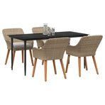 Garden Dining Set 5 pcs Beige Poly Rattan