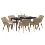 Garden Dining Set 7 pcs Beige Poly Rattan
