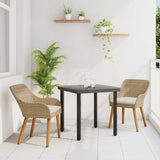 Garden Dining Set with Cushion 3 pcs Beige Poly Rattan