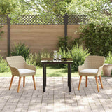 Garden Dining Set with Cushion 3 pcs Beige Poly Rattan - Top-Down View
