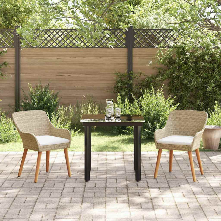 Garden Dining Set 3 pcs Beige Poly Rattan