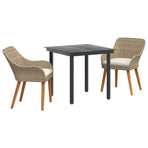 Garden Dining Set 3 pcs Beige Poly Rattan