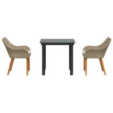 Garden Dining Set with Cushion 3 pcs Beige Poly Rattan - Close-Up Angle