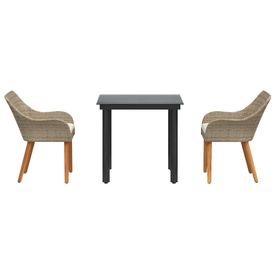 Garden Dining Set 3 pcs Beige Poly Rattan
