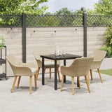 Garden Dining Set with Cushion 5 pcs Beige Poly Rattan - Top-Down View