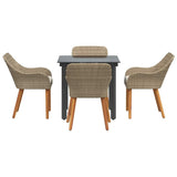 Garden Dining Set with Cushion 5 pcs Beige Poly Rattan - Close-Up Angle