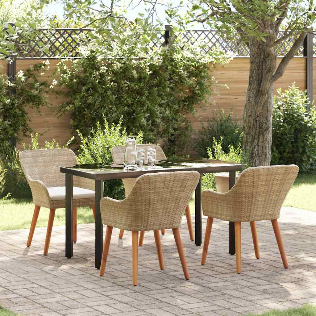 Garden Dining Set 5 pcs Beige Poly Rattan