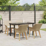 Garden Dining Set 5 pcs Beige Poly Rattan
