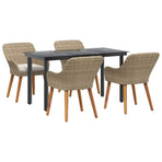 Garden Dining Set 5 pcs Beige Poly Rattan