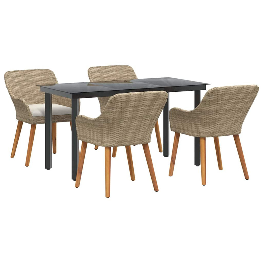 Garden Dining Set 5 pcs Beige Poly Rattan