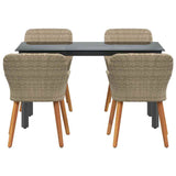 Garden Dining Set 5 pcs Beige Poly Rattan - Close-Up Angle