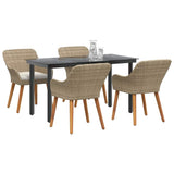 Garden Dining Set 5 pcs Beige Poly Rattan - Side View