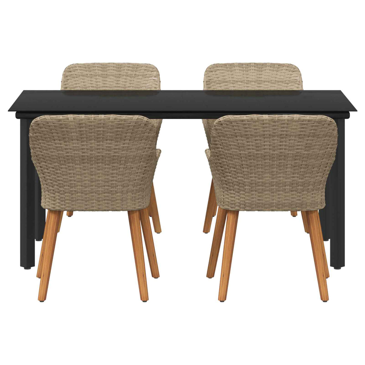 Garden Dining Set with Cushion 5 pcs Beige Poly Rattan