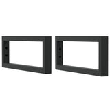 Shelf Brackets for Washbasin 2 pcs Black Rectangular Steel - Front View