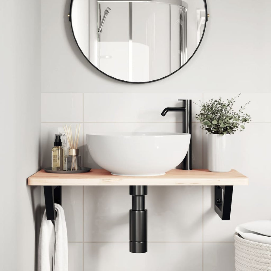 Shelf Brackets for Washbasin 2 pcs Black Trapezium Steel
