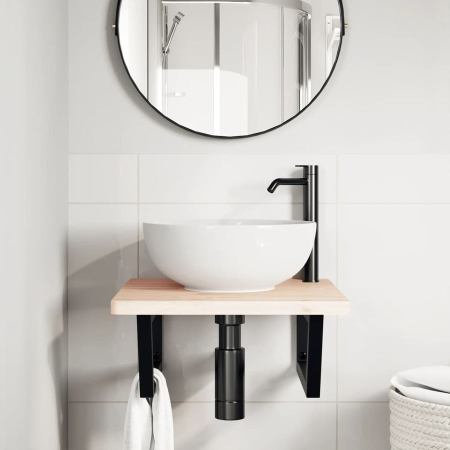 Shelf Brackets for Washbasin 2 pcs Black Trapezium Steel