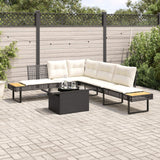 2 Piece Garden Sofa Set with Cushions Black Poly Rattan and Glass - Front View