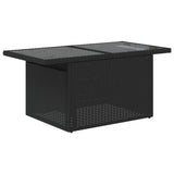 2 Piece Garden Sofa Set with Cushions Black Poly Rattan and Glass - Top-Down View