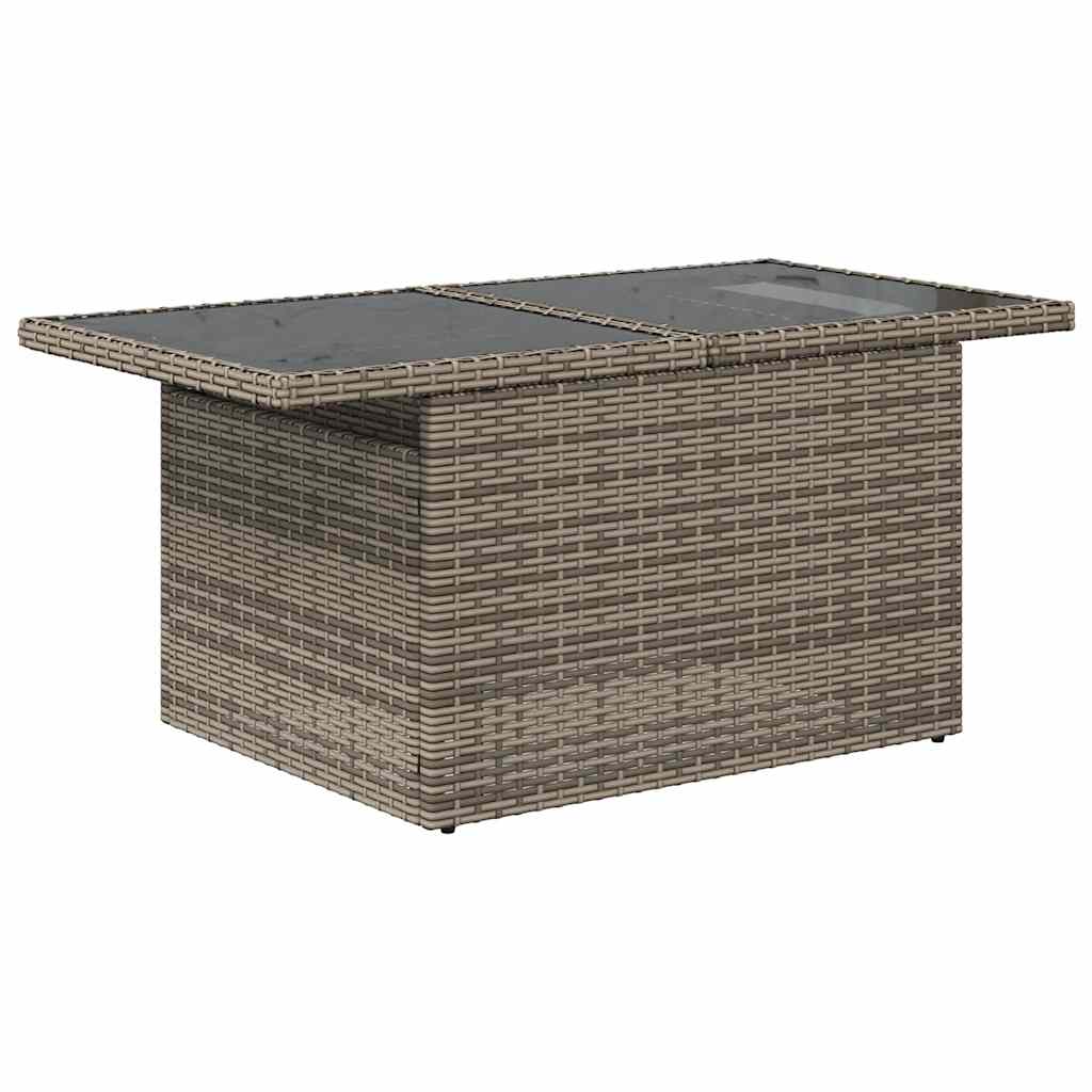 2 Piece Garden Sofa Set with Cushions Grey Poly Rattan and Glass