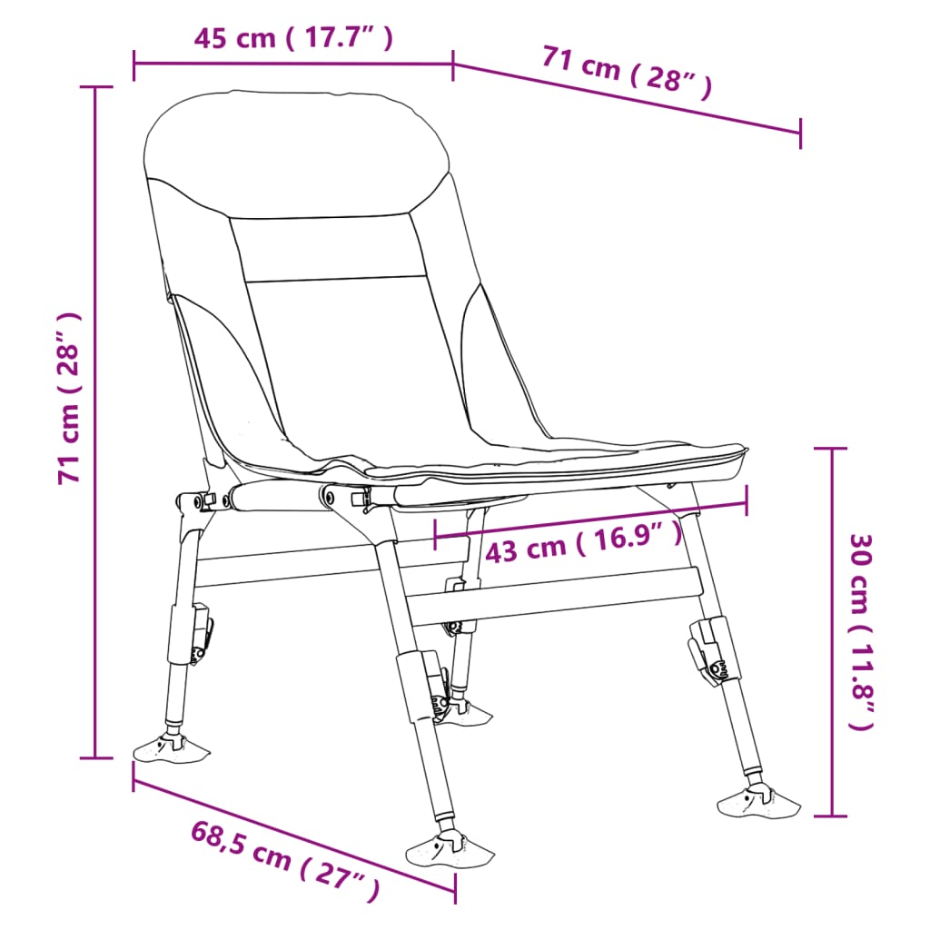 Fishing Chair with Adjustable Mud Legs Foldable Camouflage