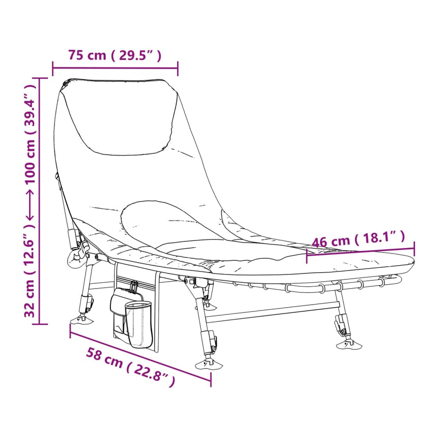 Fishing Bed with Adjustable Mud Legs Foldable Green