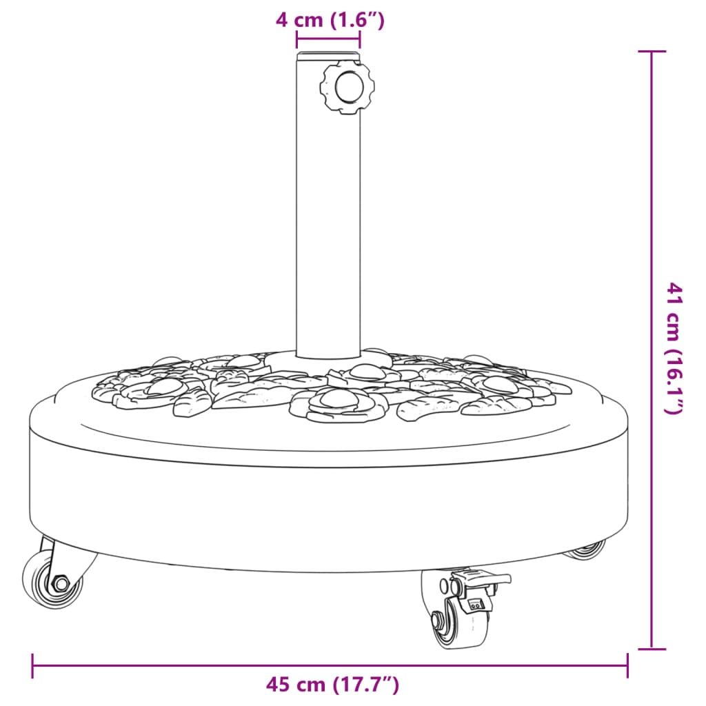 Parasol Base with Wheels for ?8 / 48 mm Poles 27 kg Round