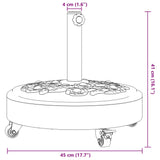 Parasol Base with Wheels for ?8 / 48 mm Poles 27 kg Round