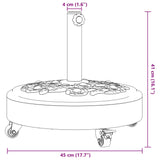 Parasol Base with Wheels for Ø38 / 48 mm Poles 27 kg Round - Low Angle