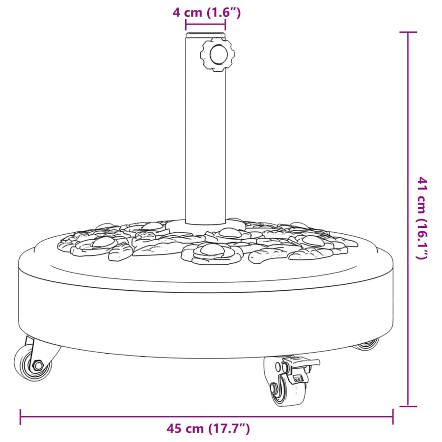 Parasol Base with Wheels for ?8 / 48 mm Poles 27 kg Round