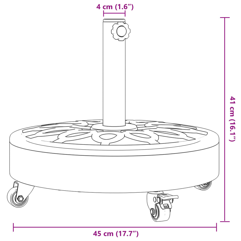 Parasol Base with Wheels for ?8 / 48 mm Poles 27 kg Round