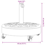 Parasol Base with Wheels for Ø38 / 48 mm Poles 27 kg Round - Low Angle