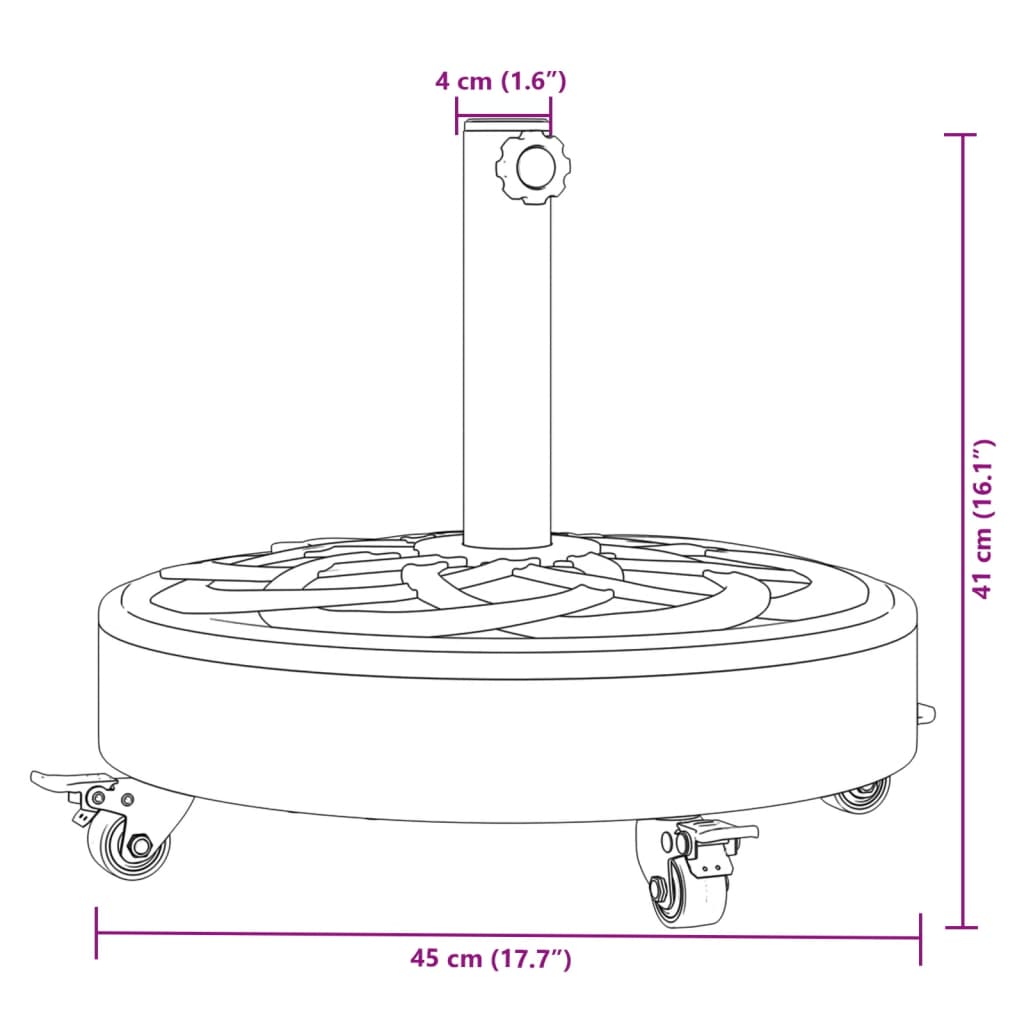 Parasol Base with Wheels for ?8 / 48 mm Poles 27 kg Round