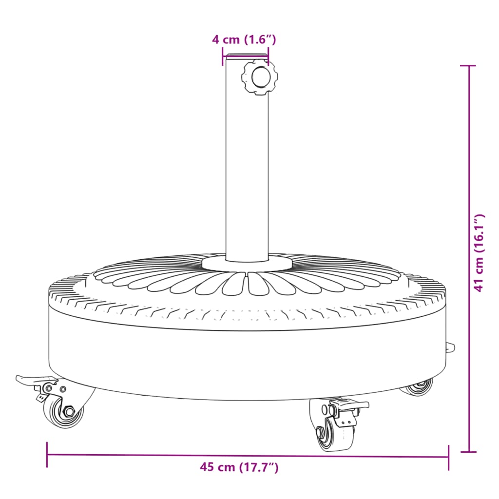 Parasol Base with Wheels for ?8 / 48 mm Poles 27 kg Round