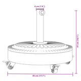 Parasol Base with Wheels for Ø38 / 48 mm Poles 27 kg Round - Low Angle