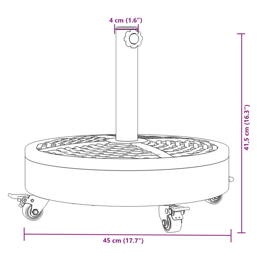 Parasol Base with Wheels for ?8 / 48 mm Poles 27 kg Round
