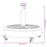 Parasol Base with Wheels for Ø38 / 48 mm Poles 27 kg Round - Low Angle