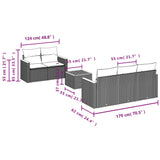 6 Piece Garden Sofa Set with Cushions Black Poly Rattan