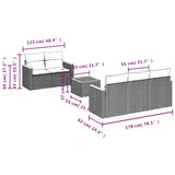 6 Piece Garden Sofa Set with Cushions Black Poly Rattan - Side View