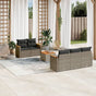 6 Piece Garden Sofa Set with Cushions Grey Poly Rattan