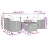 7 Piece Garden Sofa Set with Cushions Beige Poly Rattan