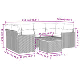 7 Piece Garden Sofa Set with Cushions Grey Poly Rattan - Side View
