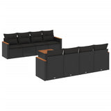 9 Piece Garden Sofa Set with Cushions Black Poly Rattan